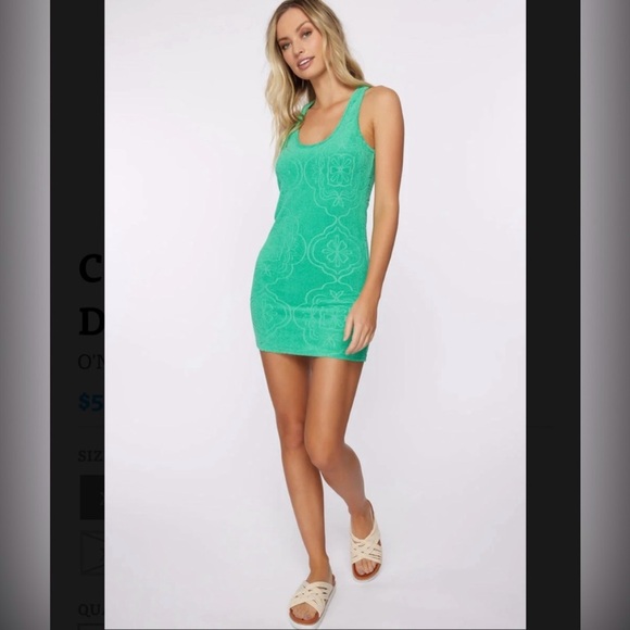 O’Neill Cabana Tile Terry Dress (Kelly Green) NWOT - Picture 2 of 8